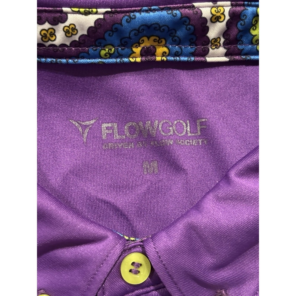 FlowGolf Men's Performance Golf Polo Shirt with Paisley Pattern Collar Detail - Picture 5 of 10